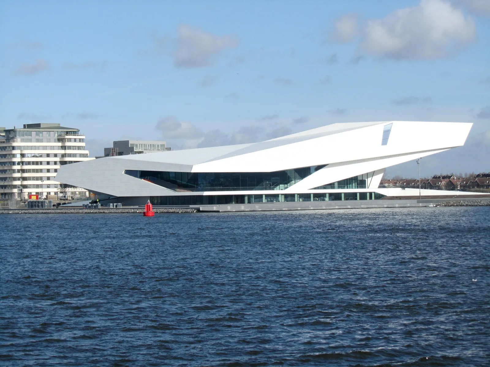 The white EYE Filmmuseum on the north bank of the IJ