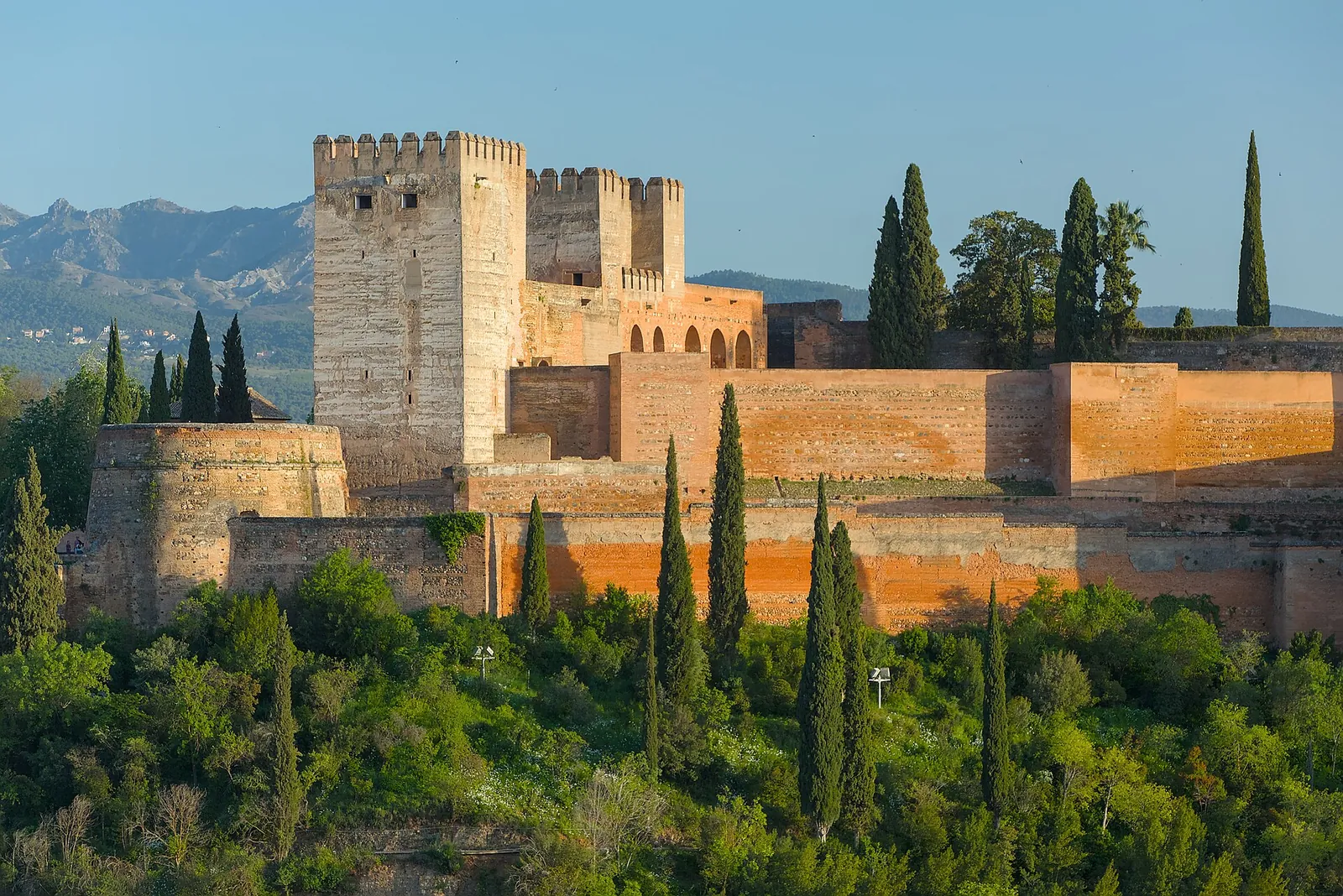 Alhambra towers glowing at sunset, seen from San Nicolás