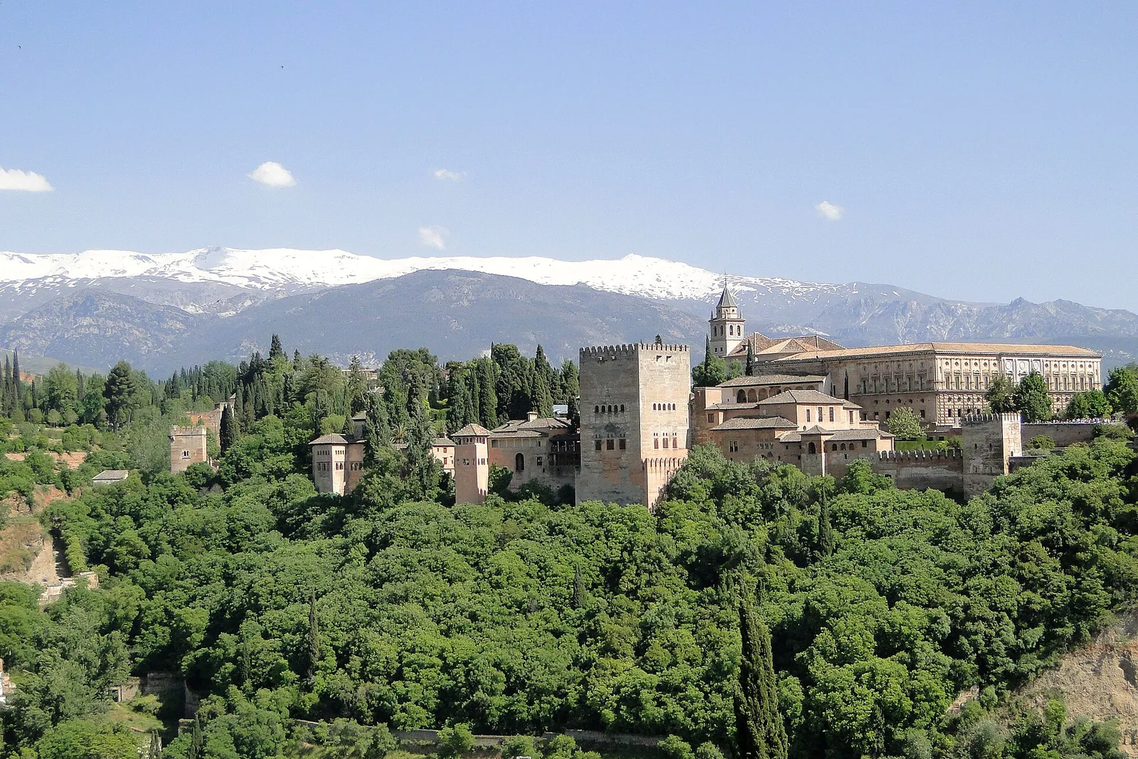 The Alhambra below the snowy Sierra Nevada, Granada