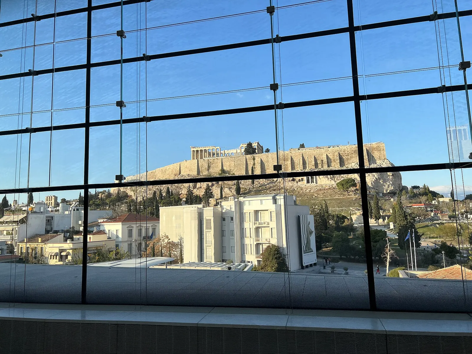 The Acropolis seen through the Acropolis Museum windows