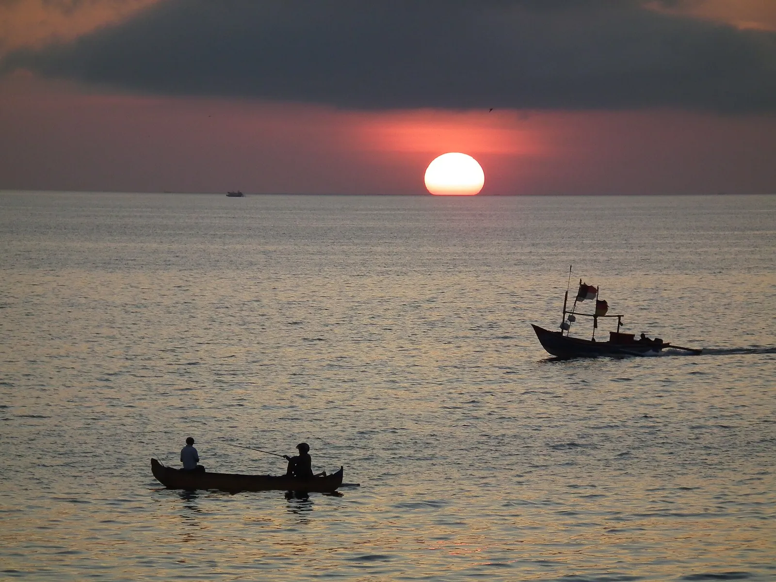 Fishing boats at sunset off Jimbaran