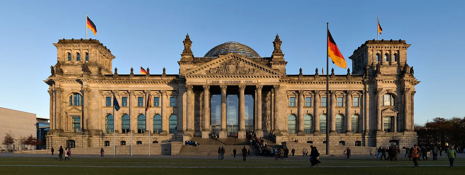 The Reichstag building glowing in late afternoon sun