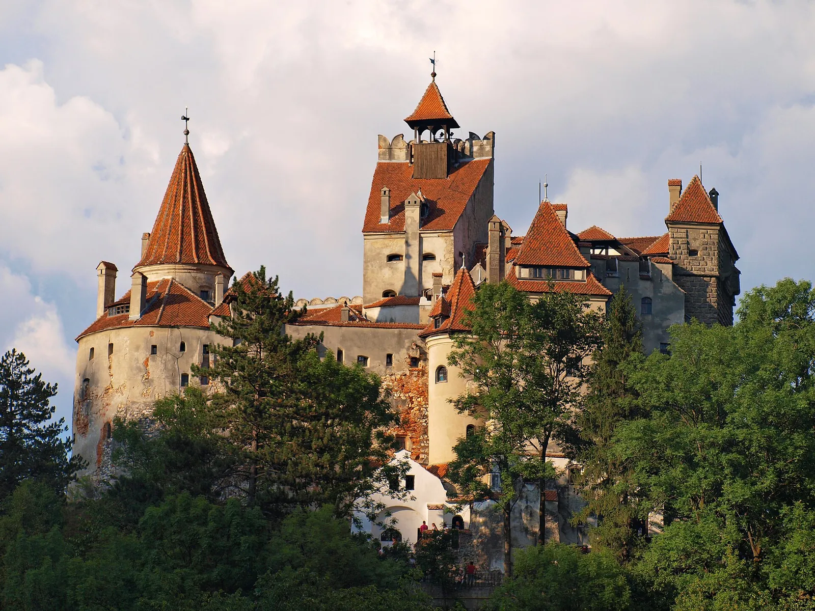 Bran Castle's towers rising above the forest
