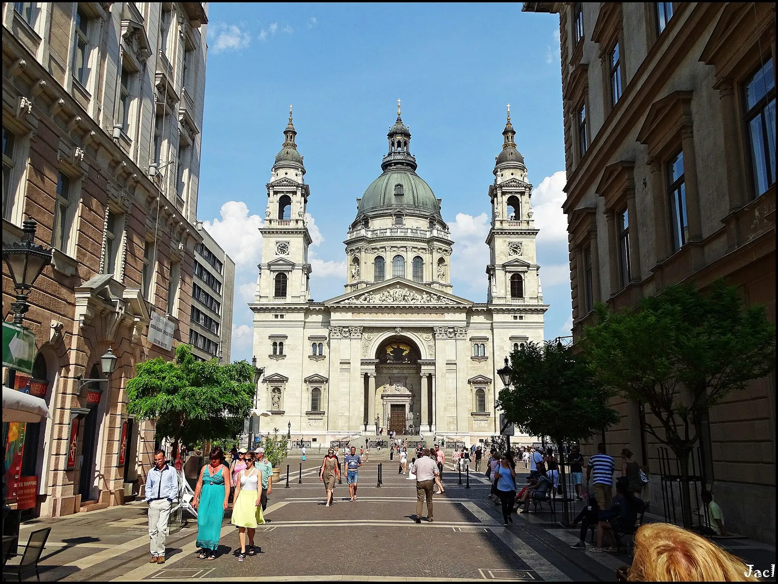 St. Stephen's Basilica under a bright blue sky