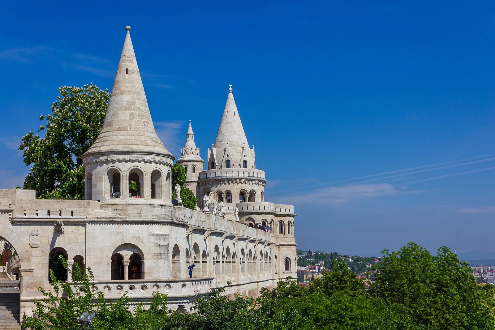 White turrets of Fisherman's Bastion on Castle Hill
