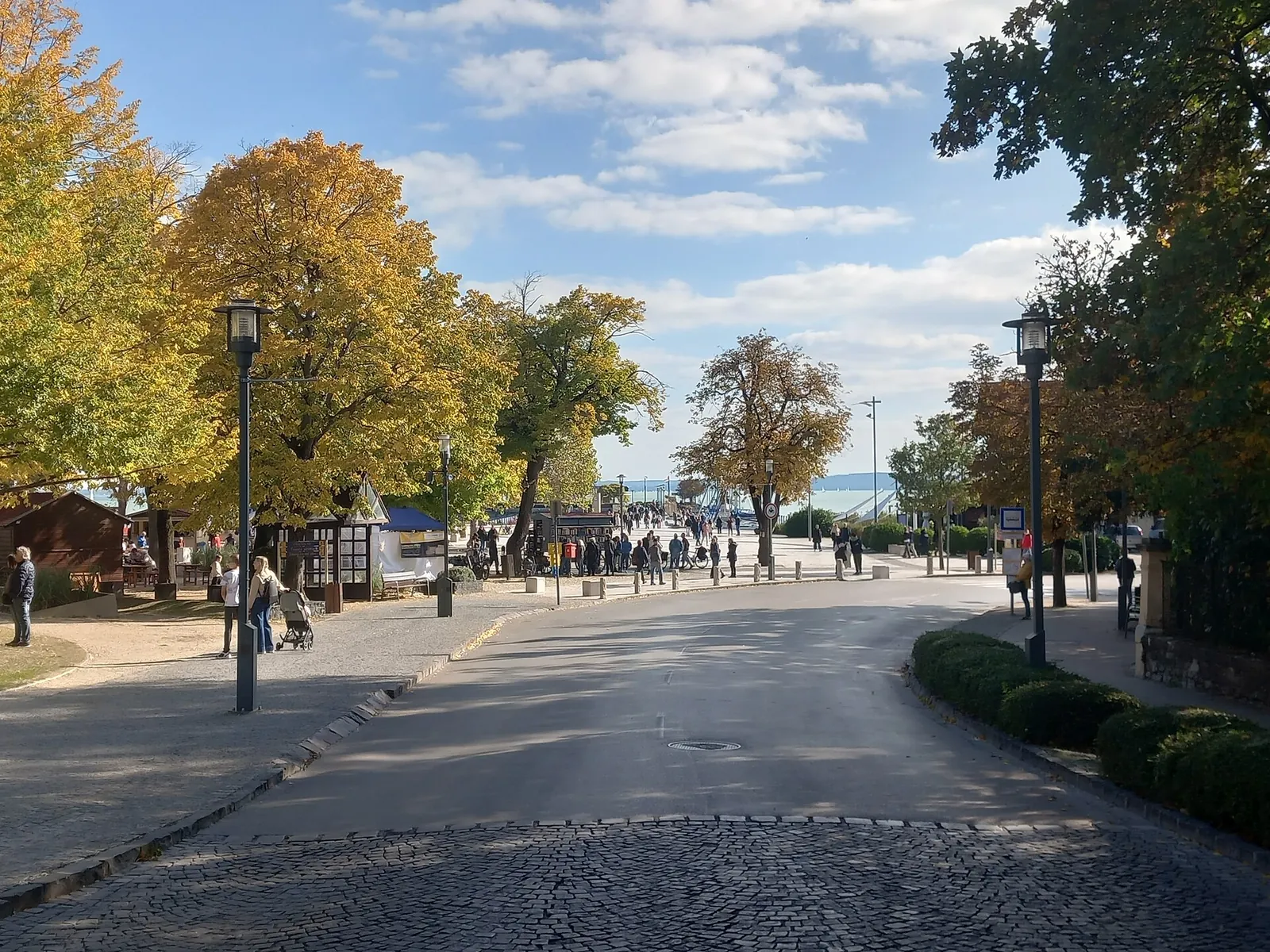 Autumn trees along the Balatonfüred lakeside promenade