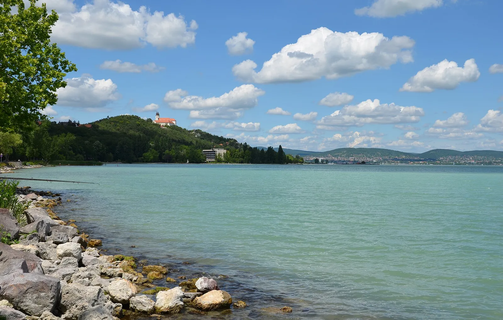 Tihany Abbey above the turquoise waters of Lake Balaton