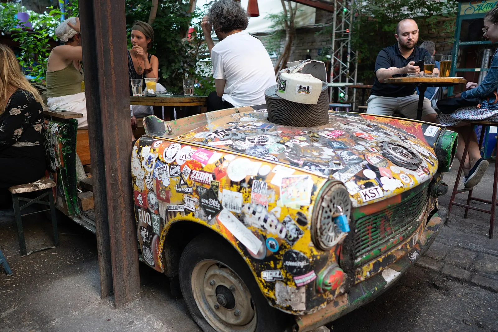 A quirky courtyard in a Budapest ruin bar
