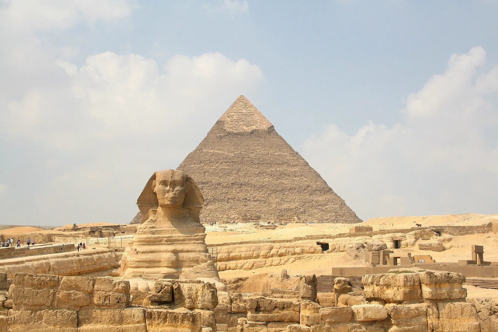 The Great Sphinx with the Pyramid of Khafre behind