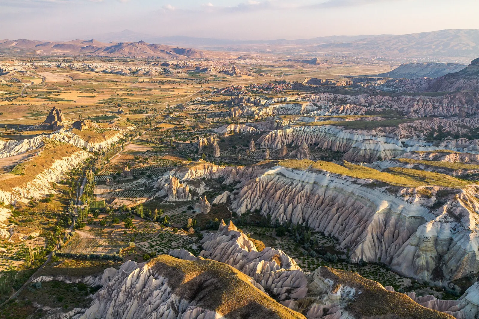Sweeping view over Cappadocia's ridges and valleys