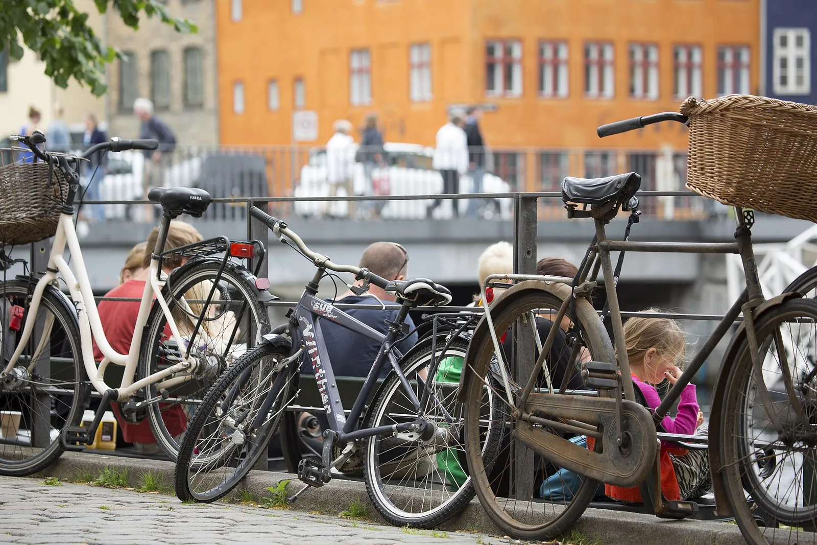 Bicycles parked by the water in Copenhagen