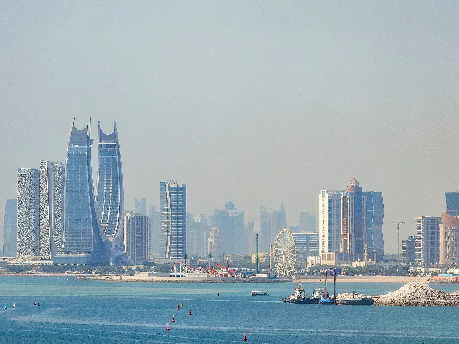 Lusail's skyline and the Katara Towers across the water