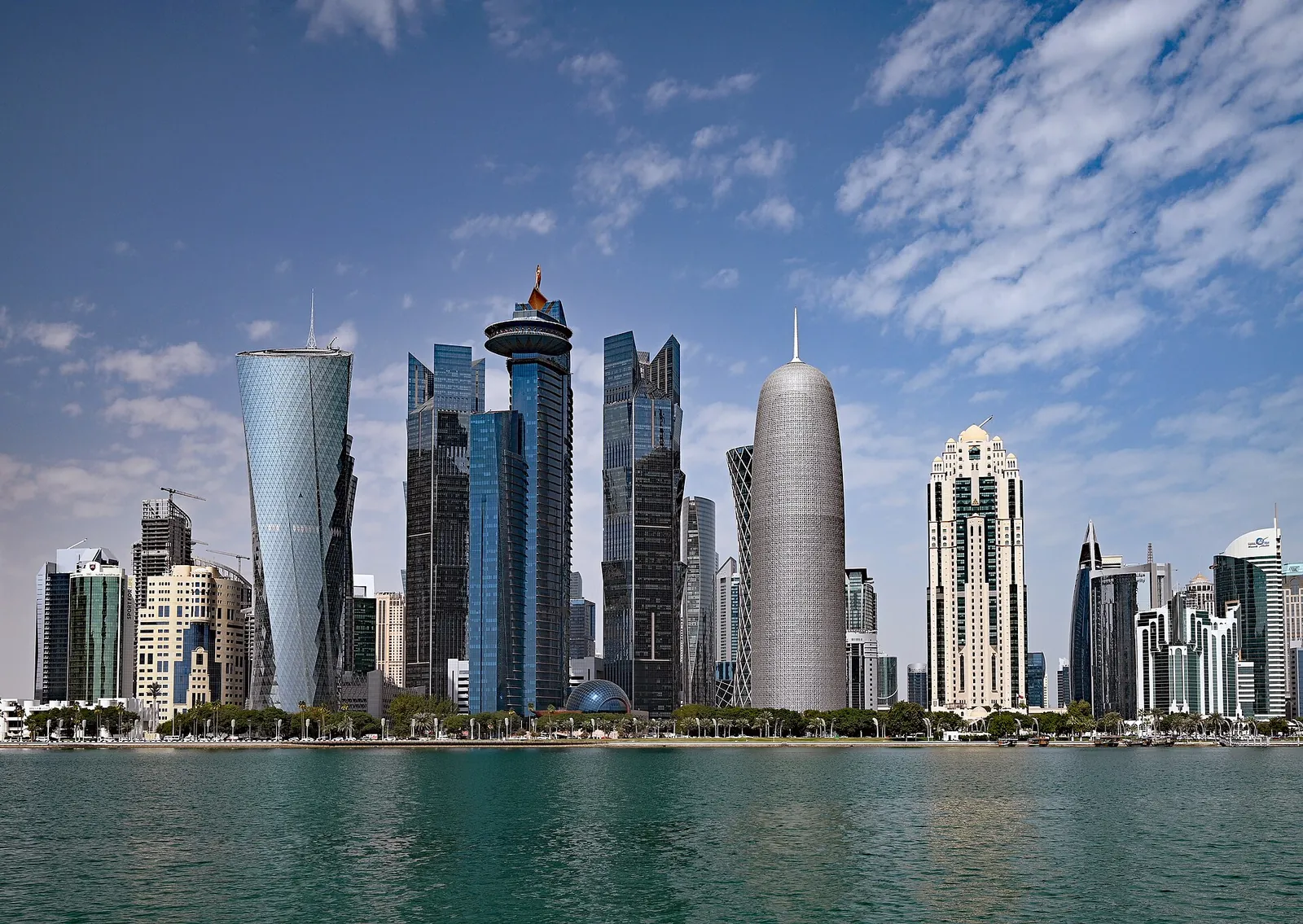 Doha's West Bay skyline rising above turquoise water