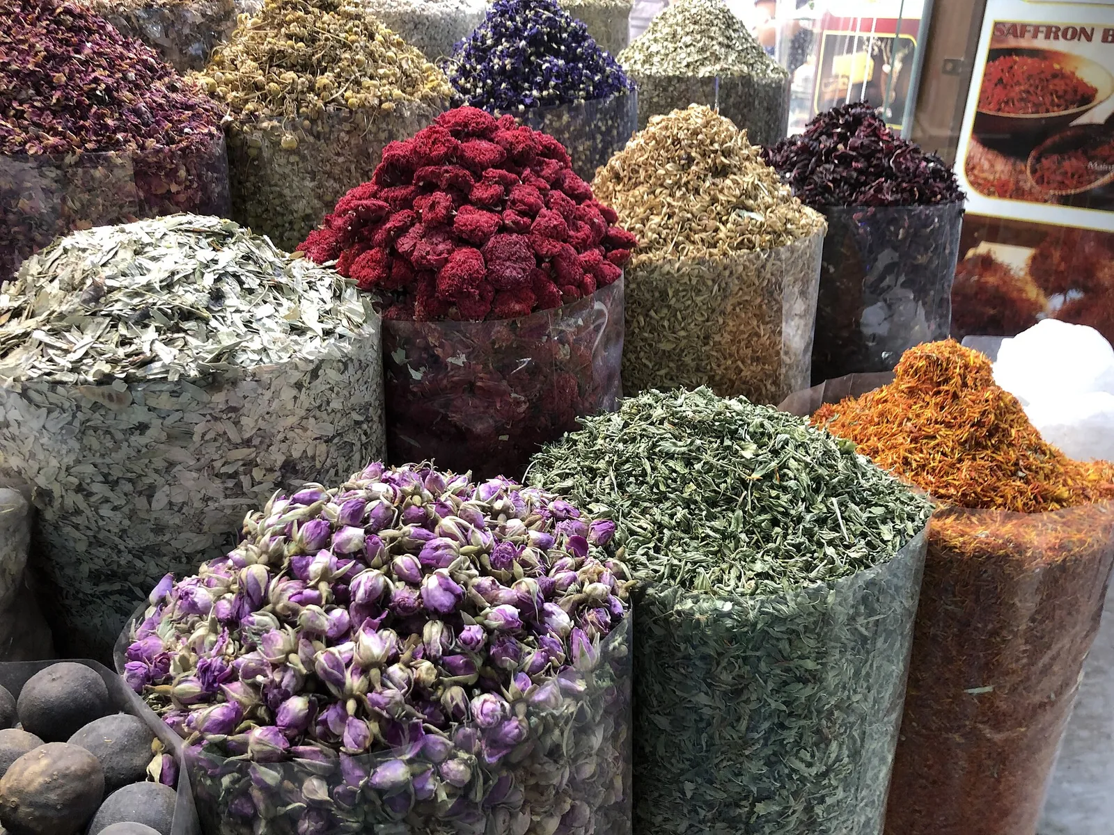 Colourful spices piled high in Deira's Spice Souk
