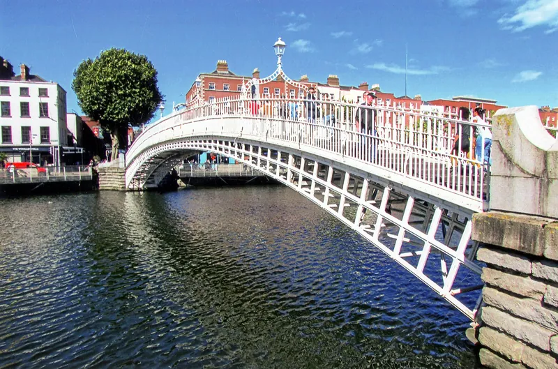 Ha'penny Bridge over the Liffey on a sunny day