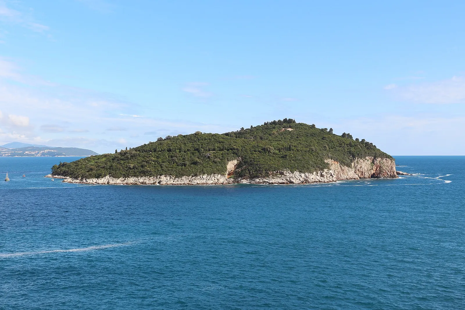 Green Lokrum island in the blue Adriatic