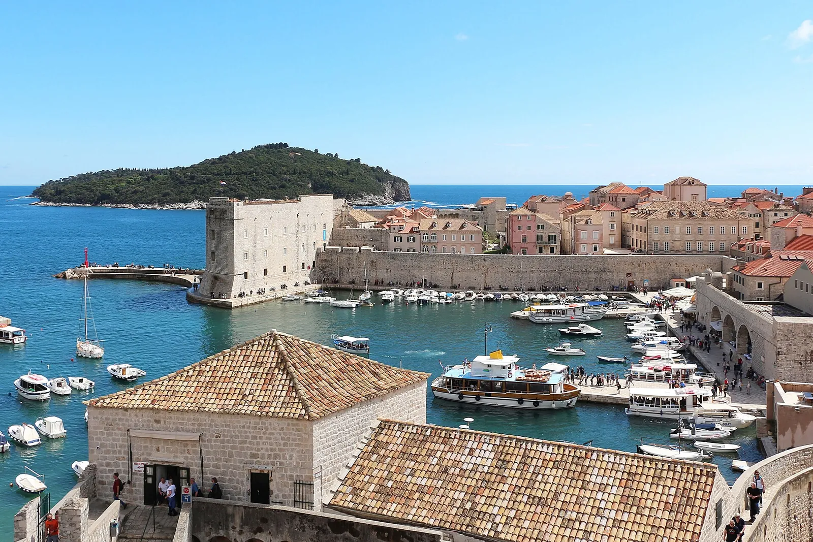 Boats in the Old Port with Lokrum behind