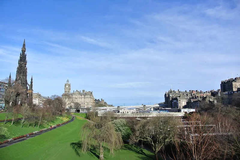 Princes Street Gardens with the Scott Monument and castle