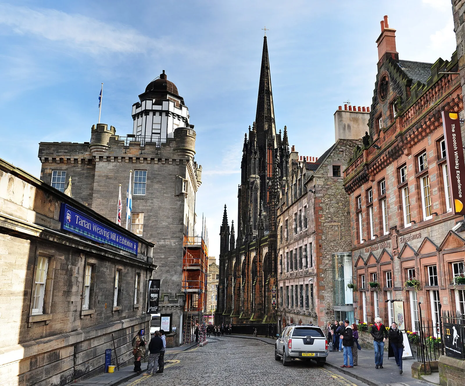 Historic buildings and spire along the Royal Mile