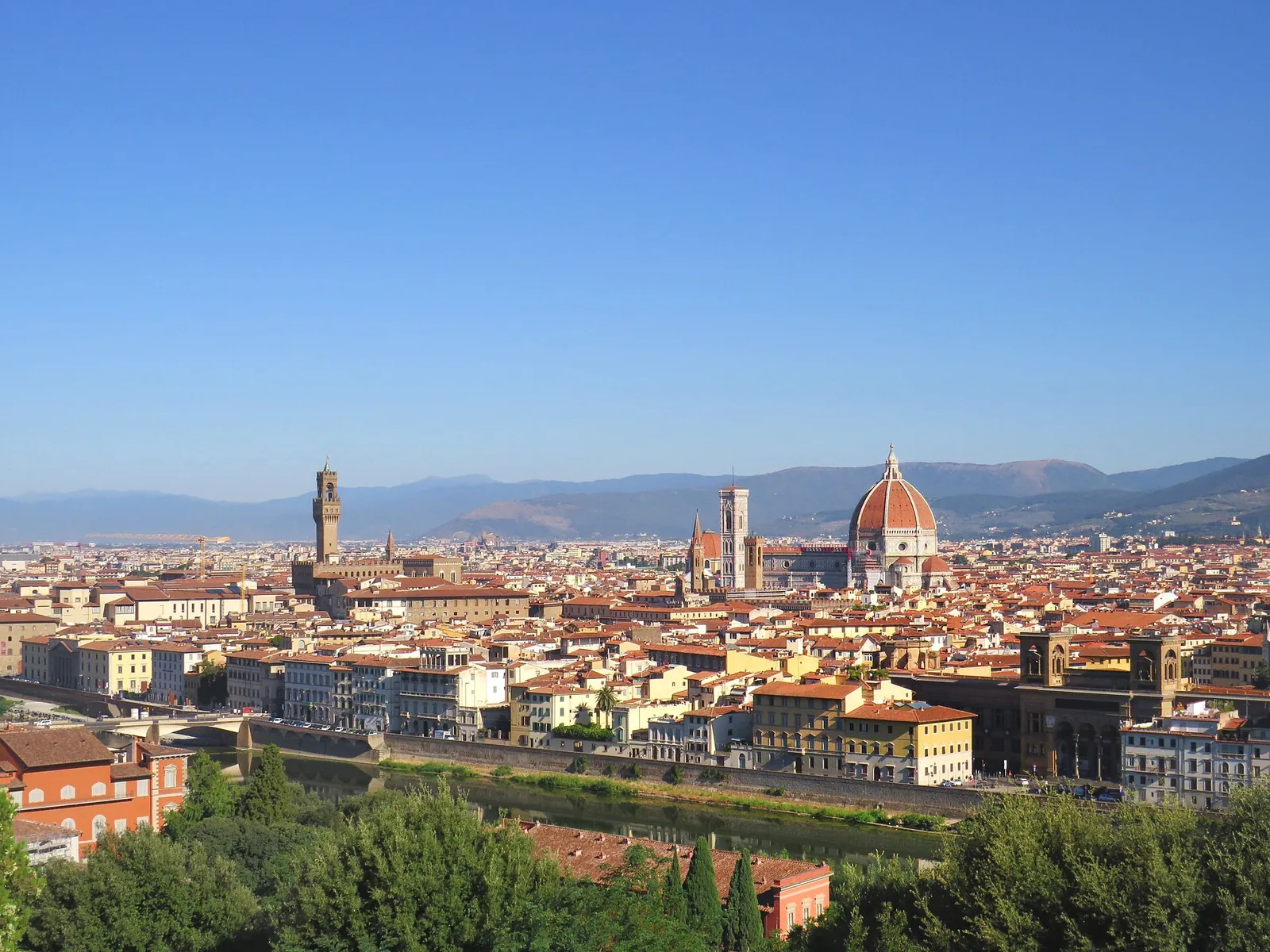 Florence's historic centre under a clear blue sky