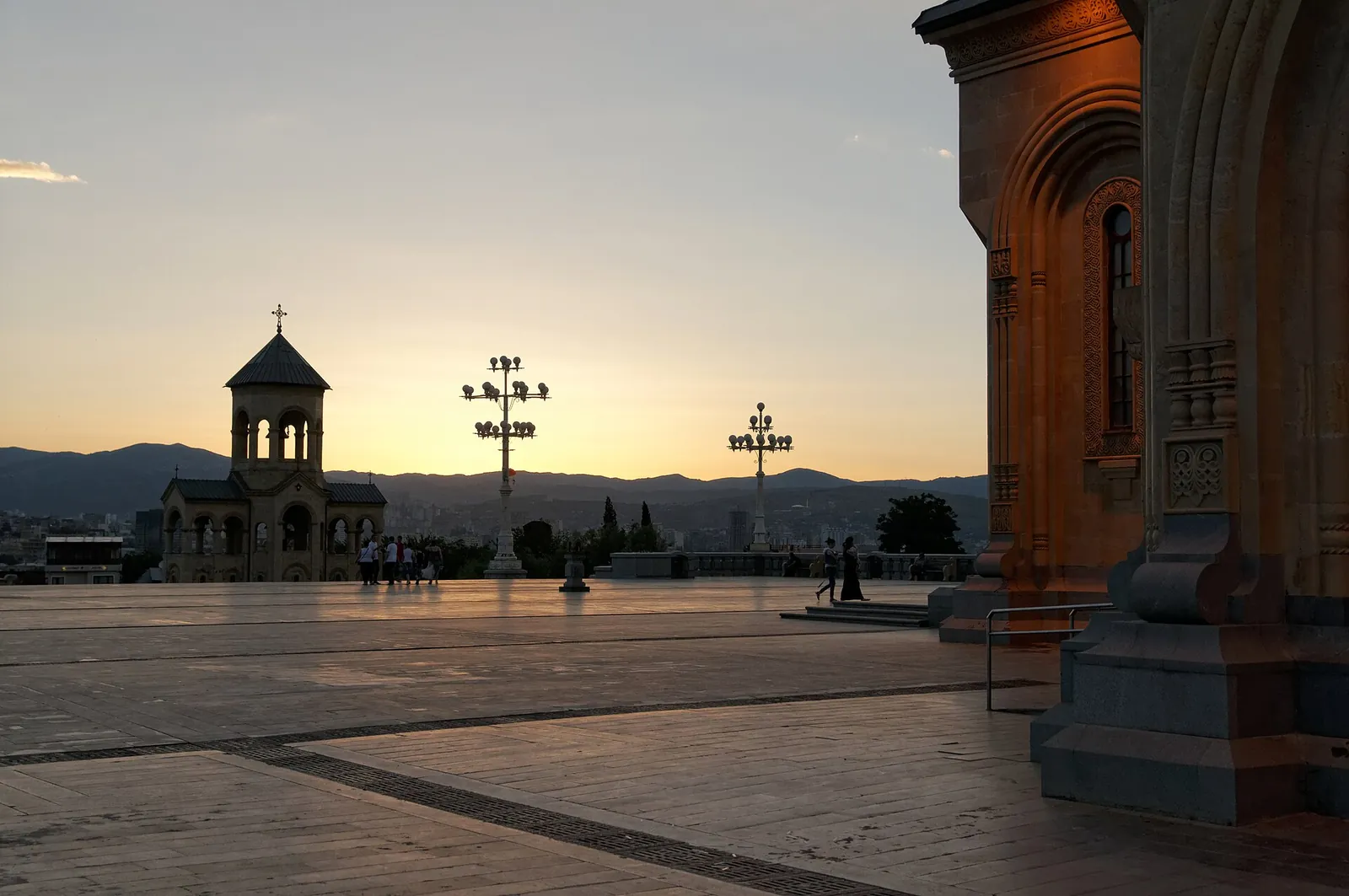 Sunset over the courtyard of Sameba Cathedral