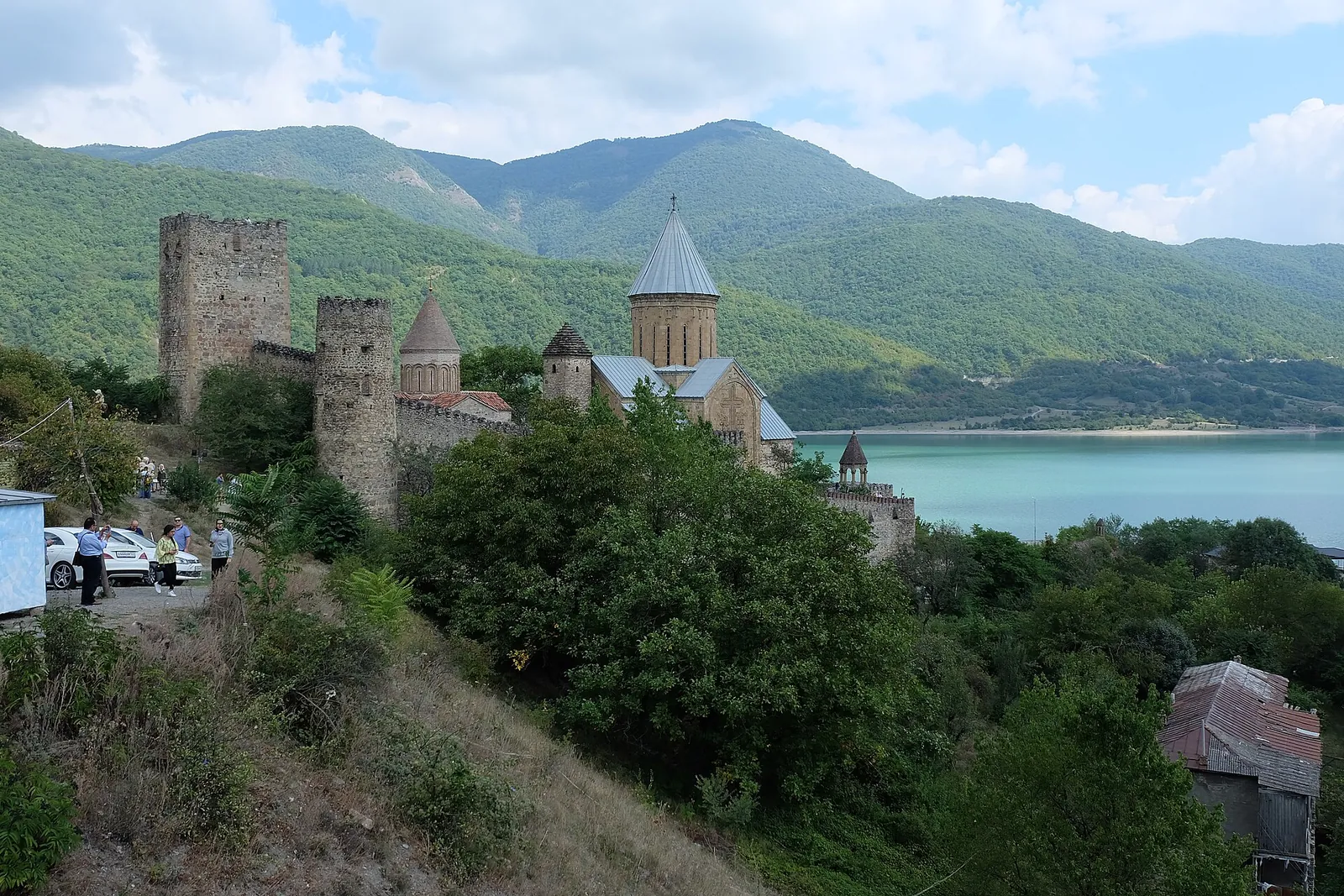 Ananuri Fortress above the turquoise reservoir