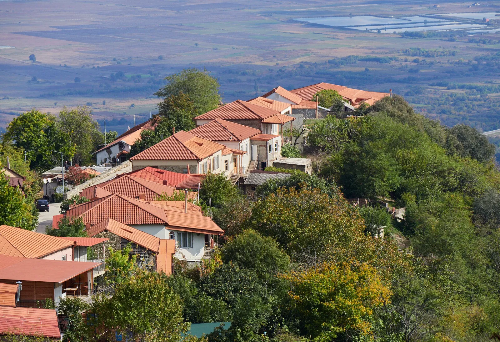 Red roofs of hilltop Sighnaghi above the Alazani Valley