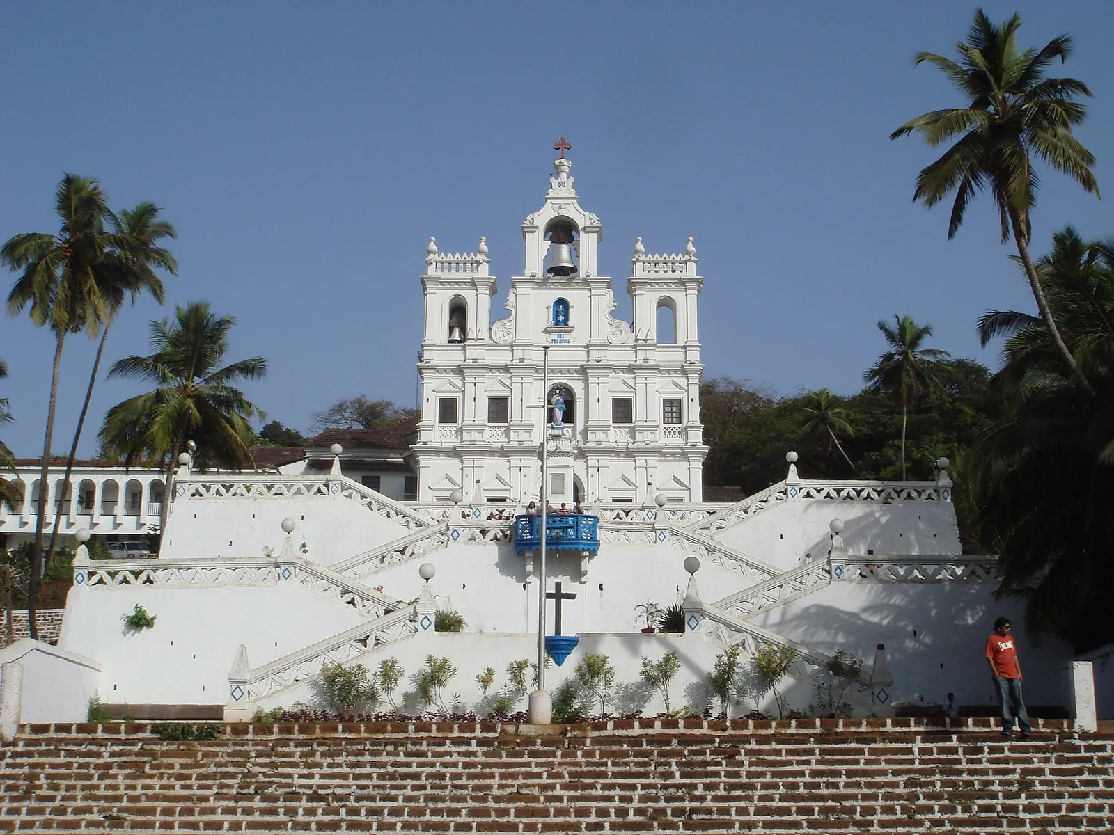 Panaji's white Immaculate Conception Church and its staircase
