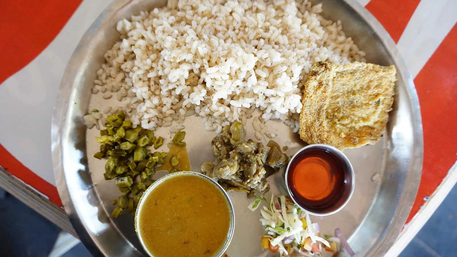 A Goan plate of fish curry and rice