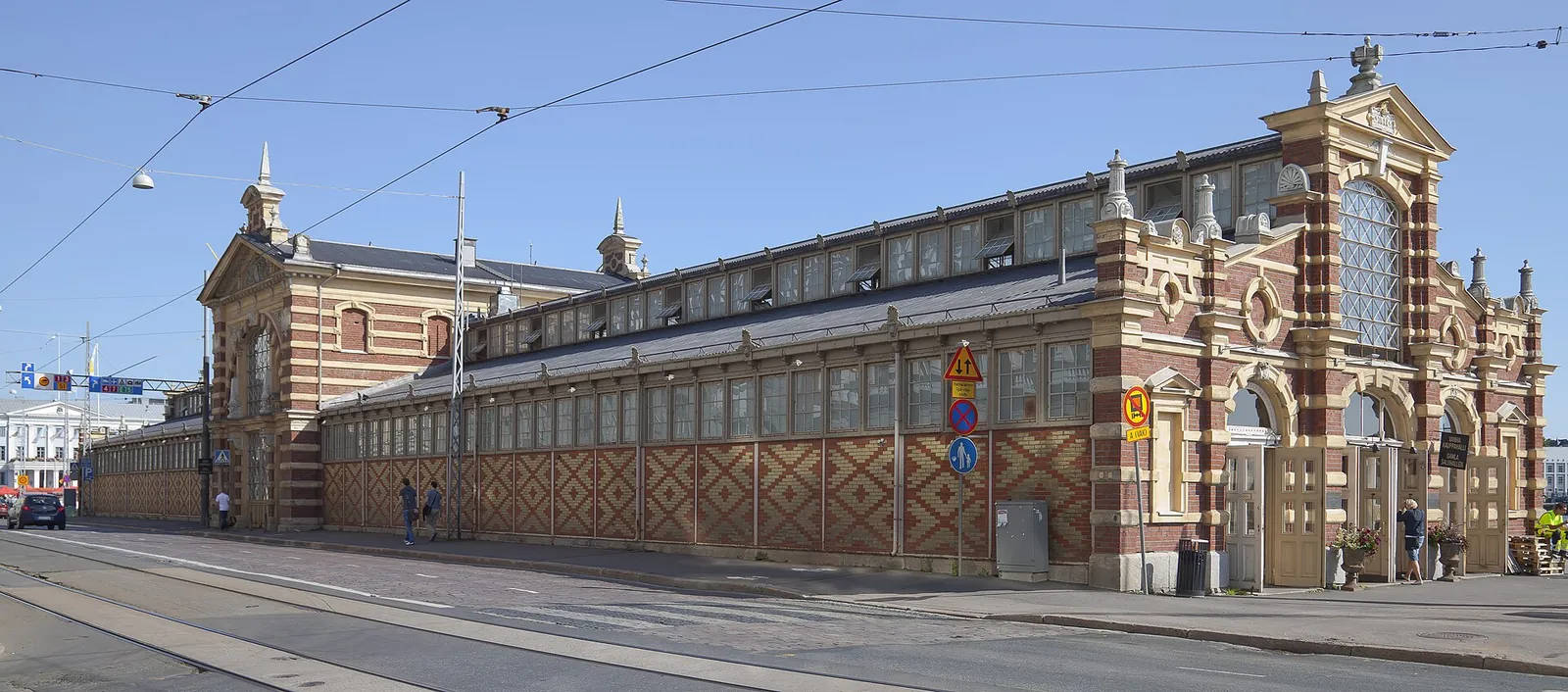 Brick facade of the Old Market Hall by the harbour