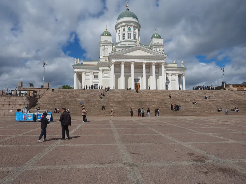 Helsinki Cathedral rising above Senate Square