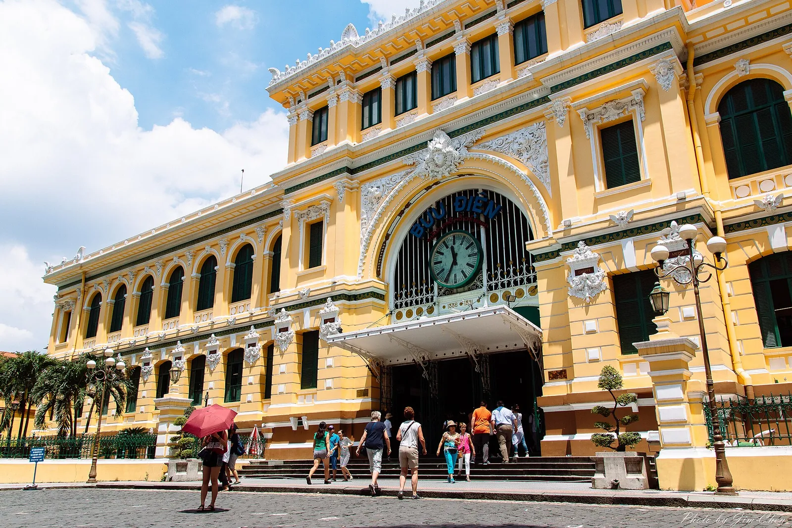 The yellow facade of Saigon Central Post Office
