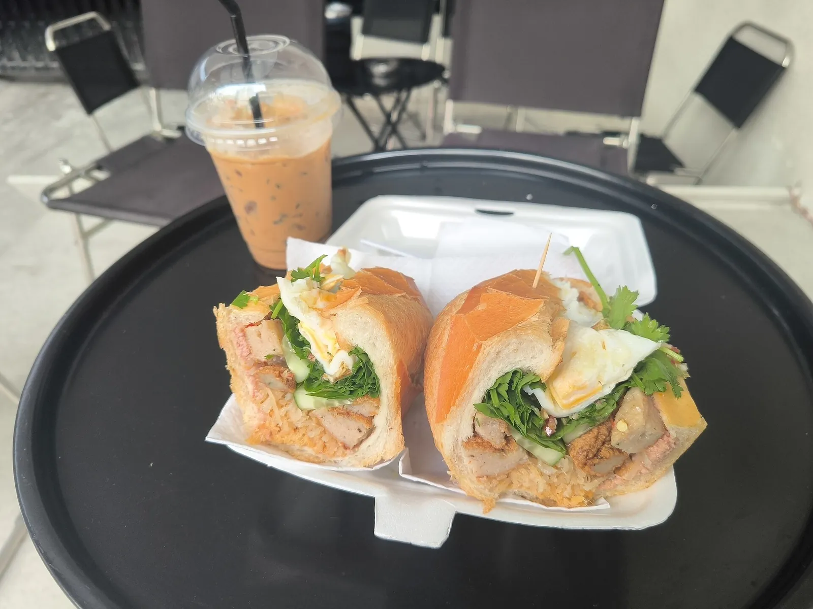 Banh mi and iced coffee in Saigon