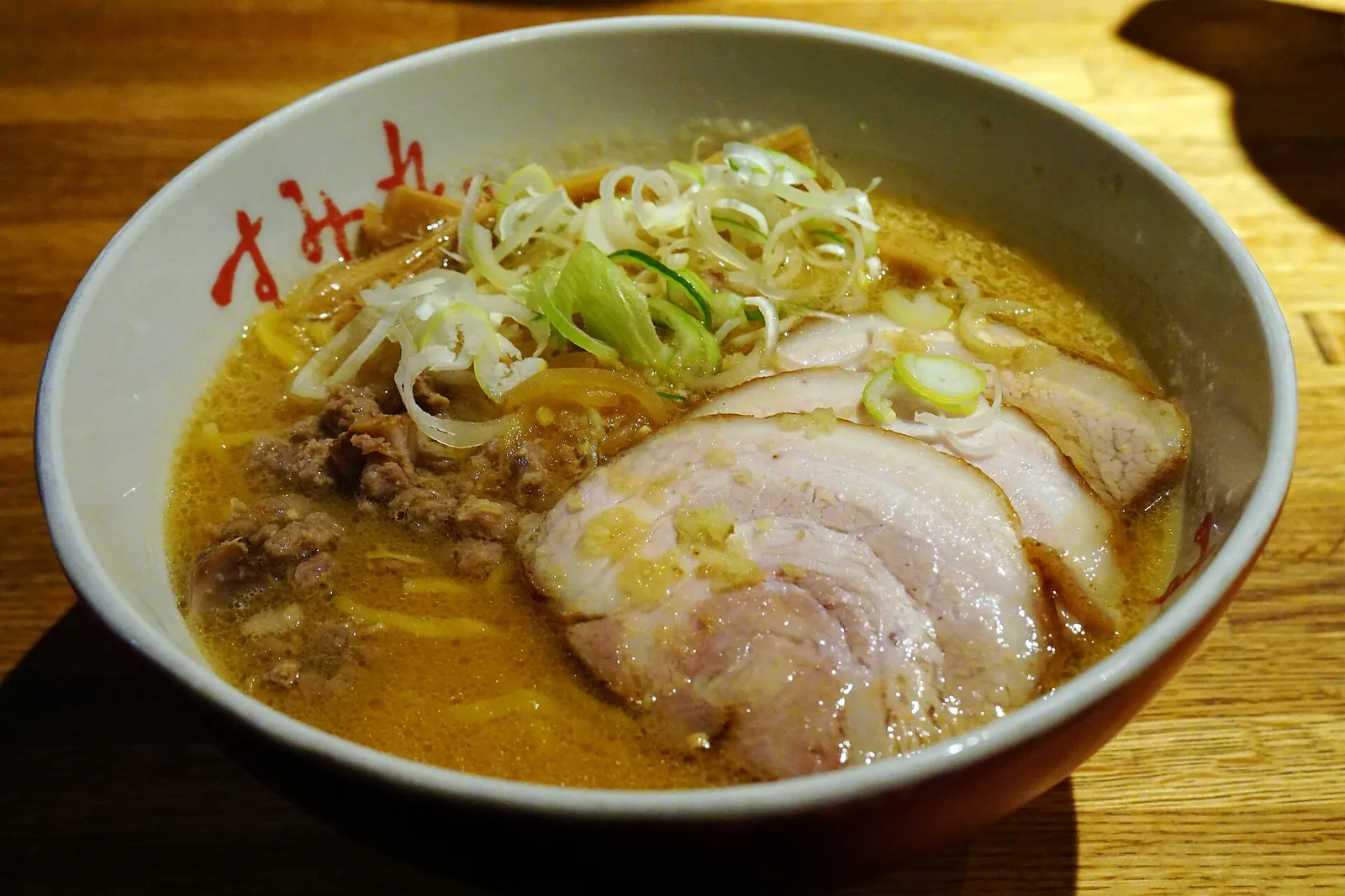 A steaming bowl of Sapporo ramen in Susukino