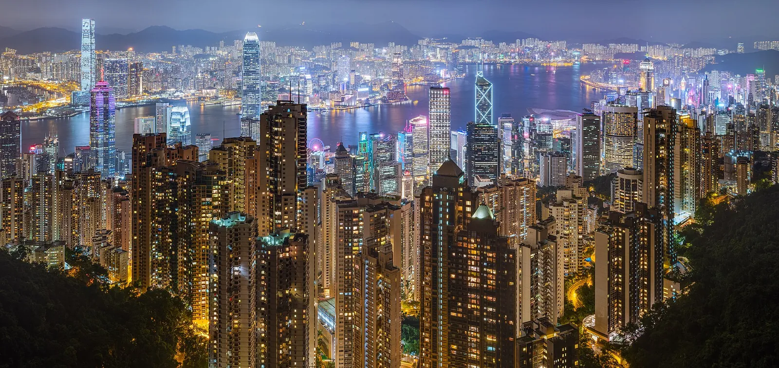 Hong Kong's glittering skyline and Victoria Harbour at night