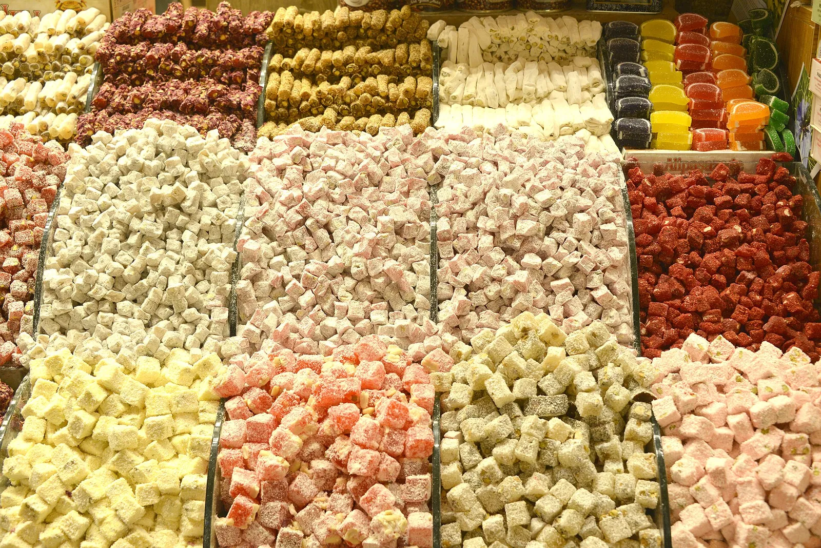 Trays of Turkish delight at the Spice Bazaar