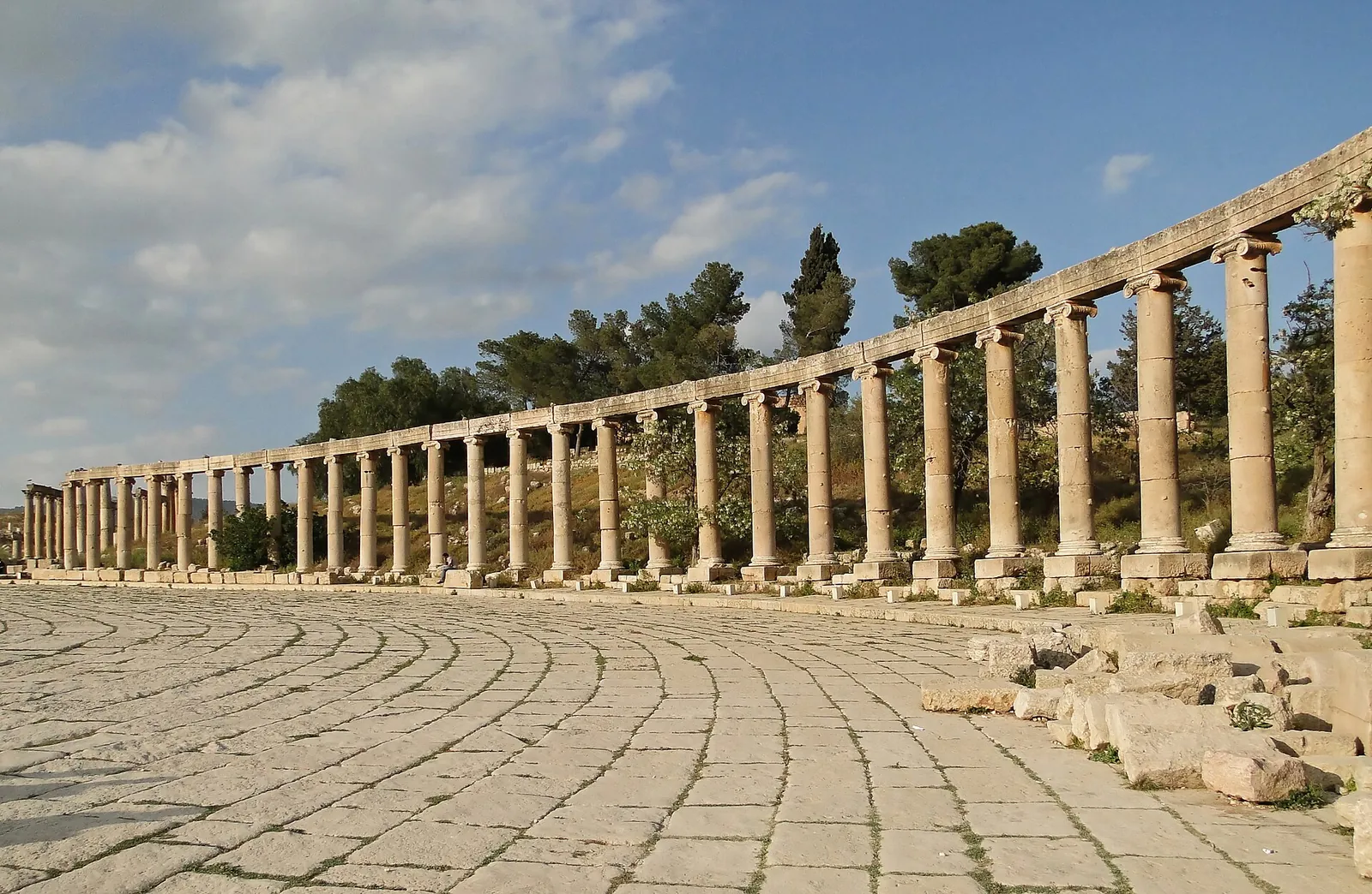 Sweeping colonnade of Jerash's Oval Forum