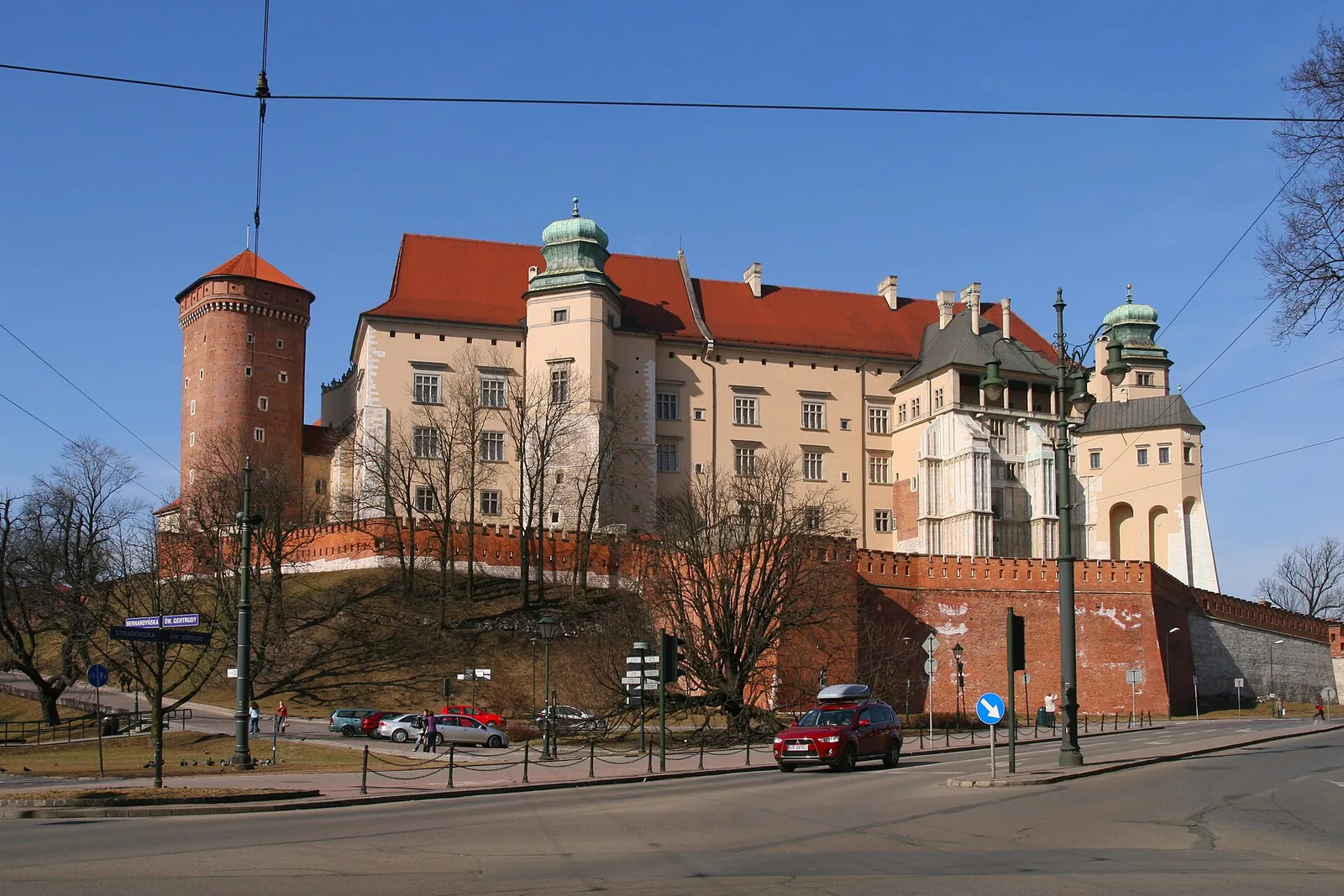 Wawel Royal Castle on its hill in Krakow