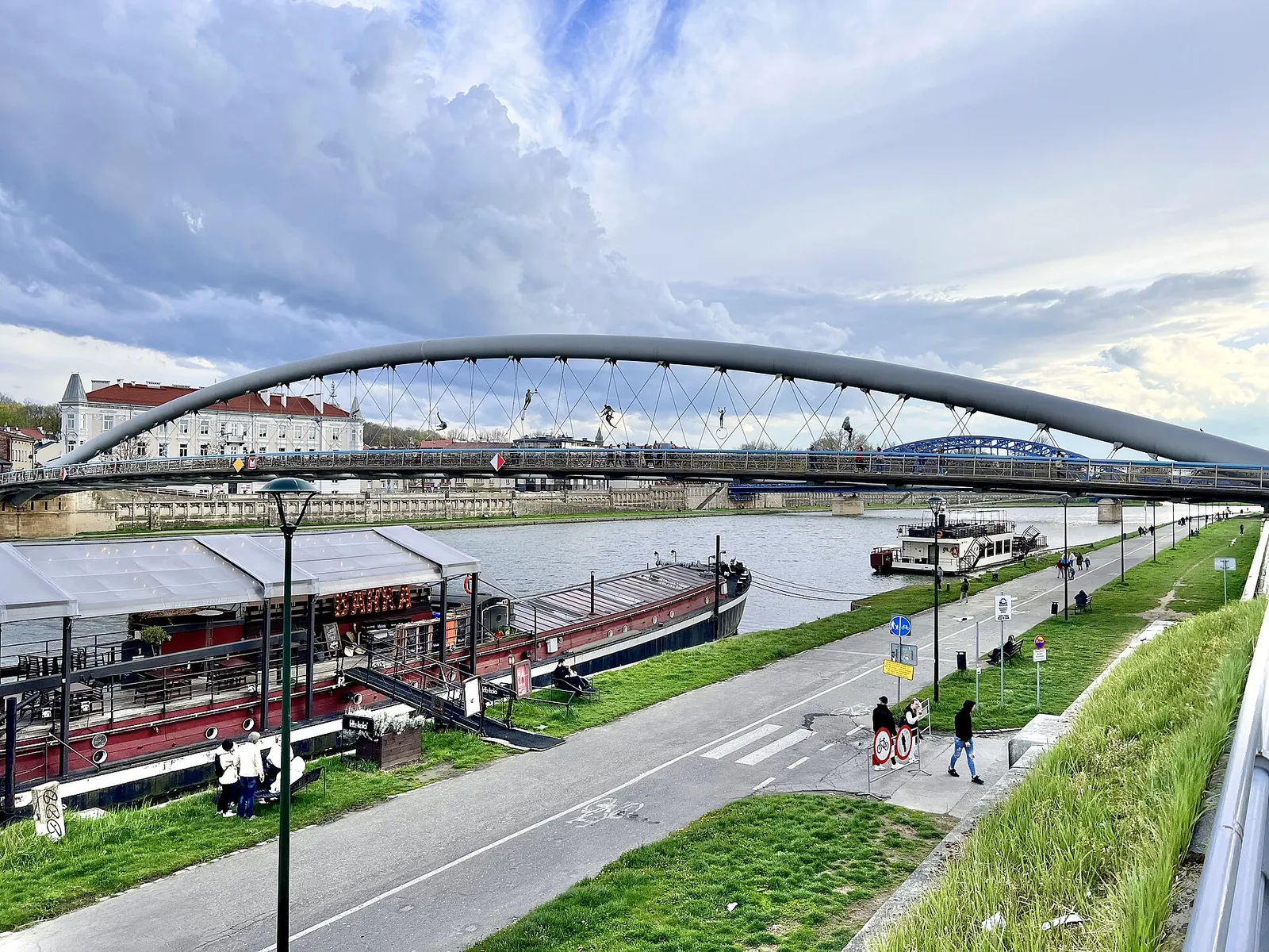 The Father Bernatek footbridge arching over the Vistula