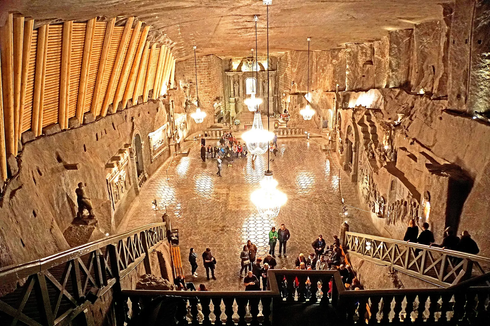 St Kinga's Chapel, carved from salt, deep in Wieliczka