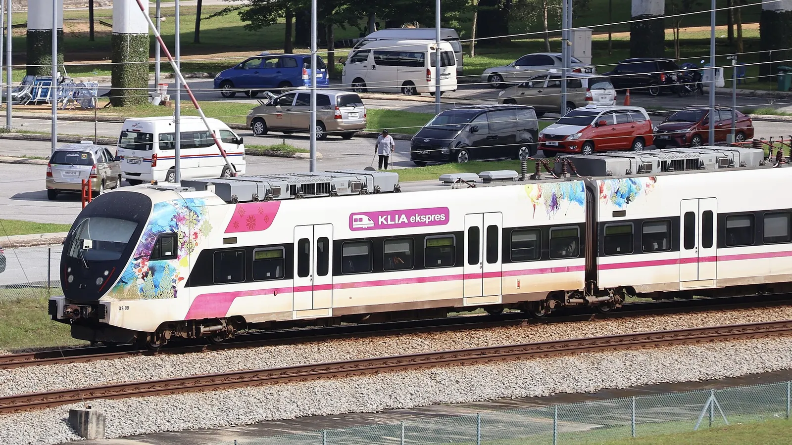 KLIA Ekspres train arriving at the airport station
