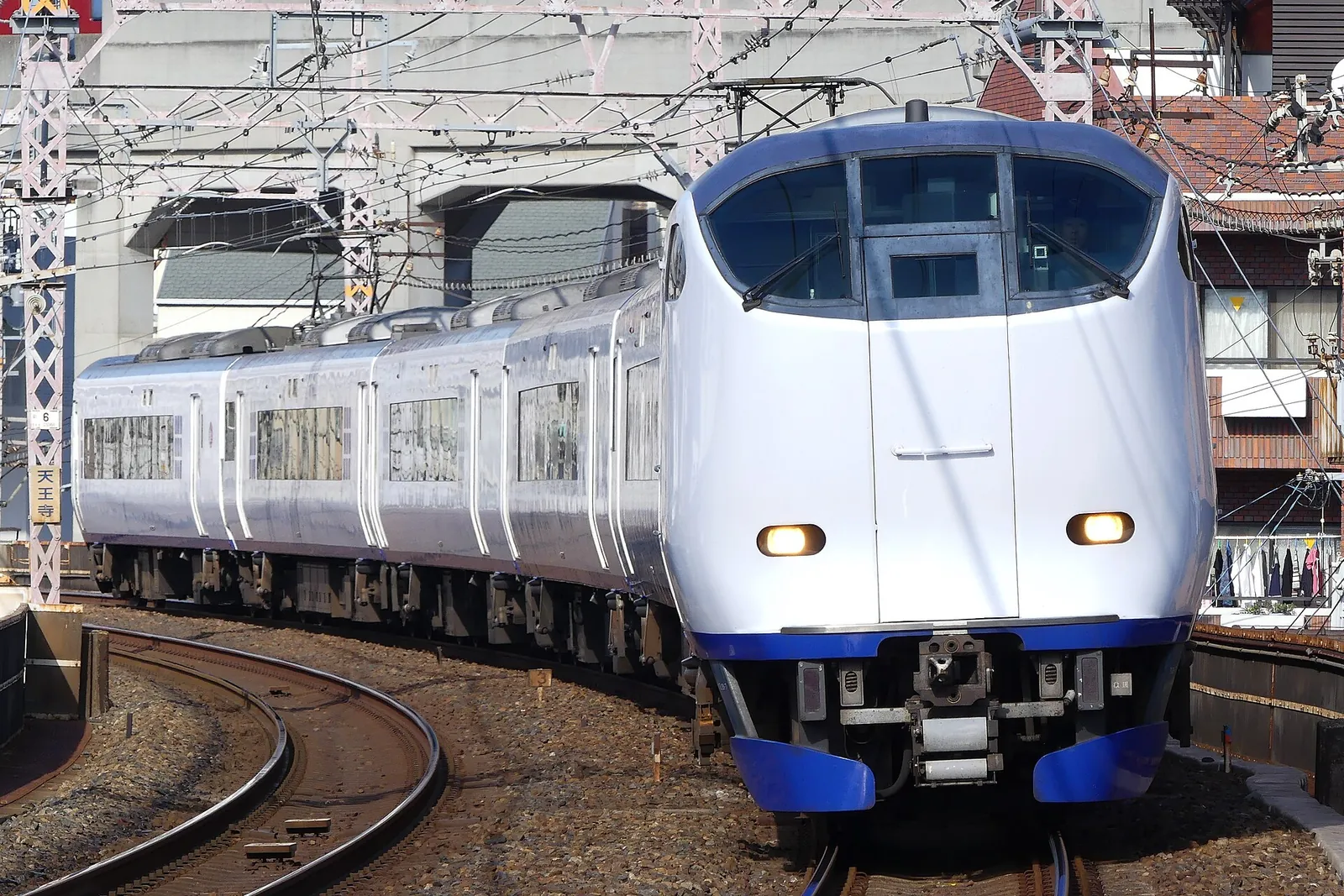 The Haruka airport express train on the tracks