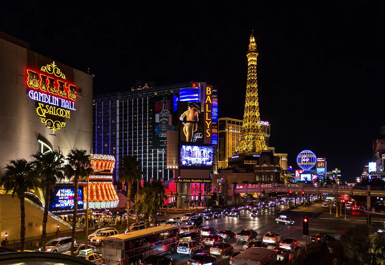 The Las Vegas Strip glowing with neon lights at night