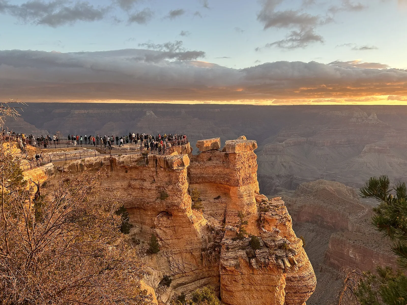Sunrise glow over the canyon at Mather Point