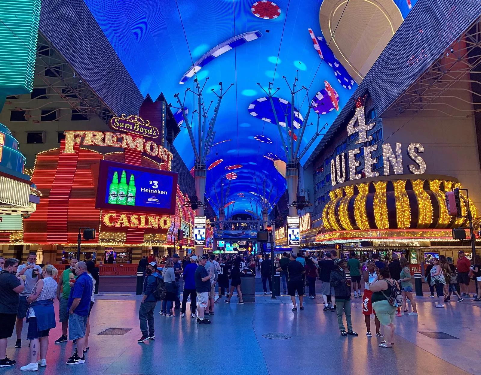 Fremont Street's LED canopy above Downtown Las Vegas
