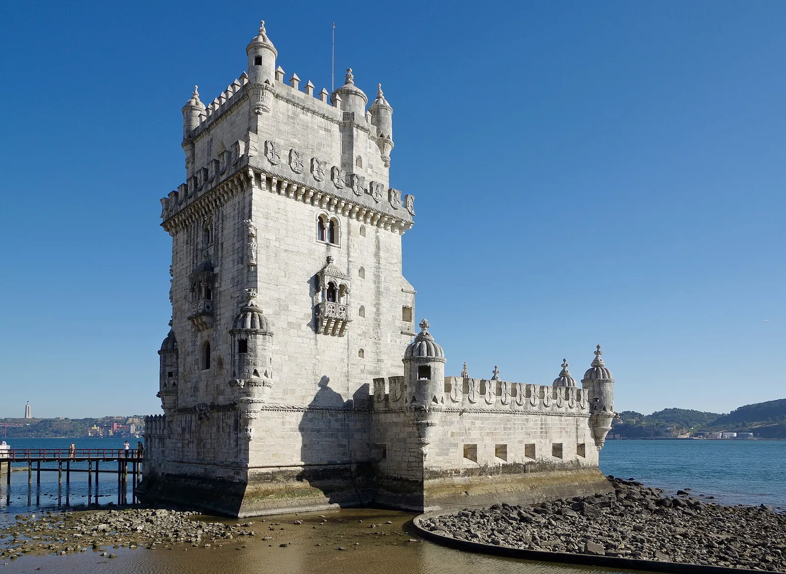 Belém Tower on the Tagus under a blue sky