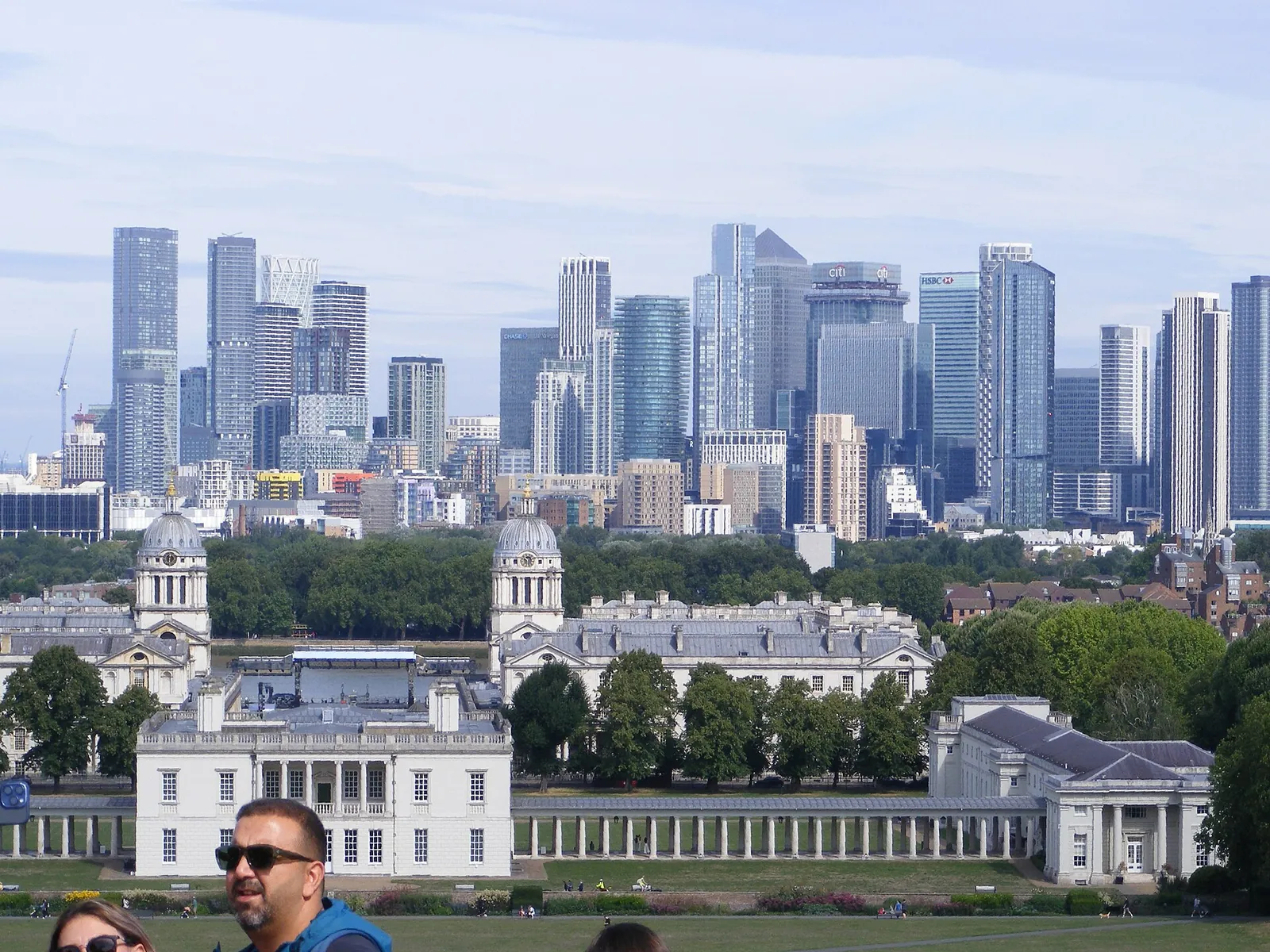 Canary Wharf towers seen from Greenwich Park