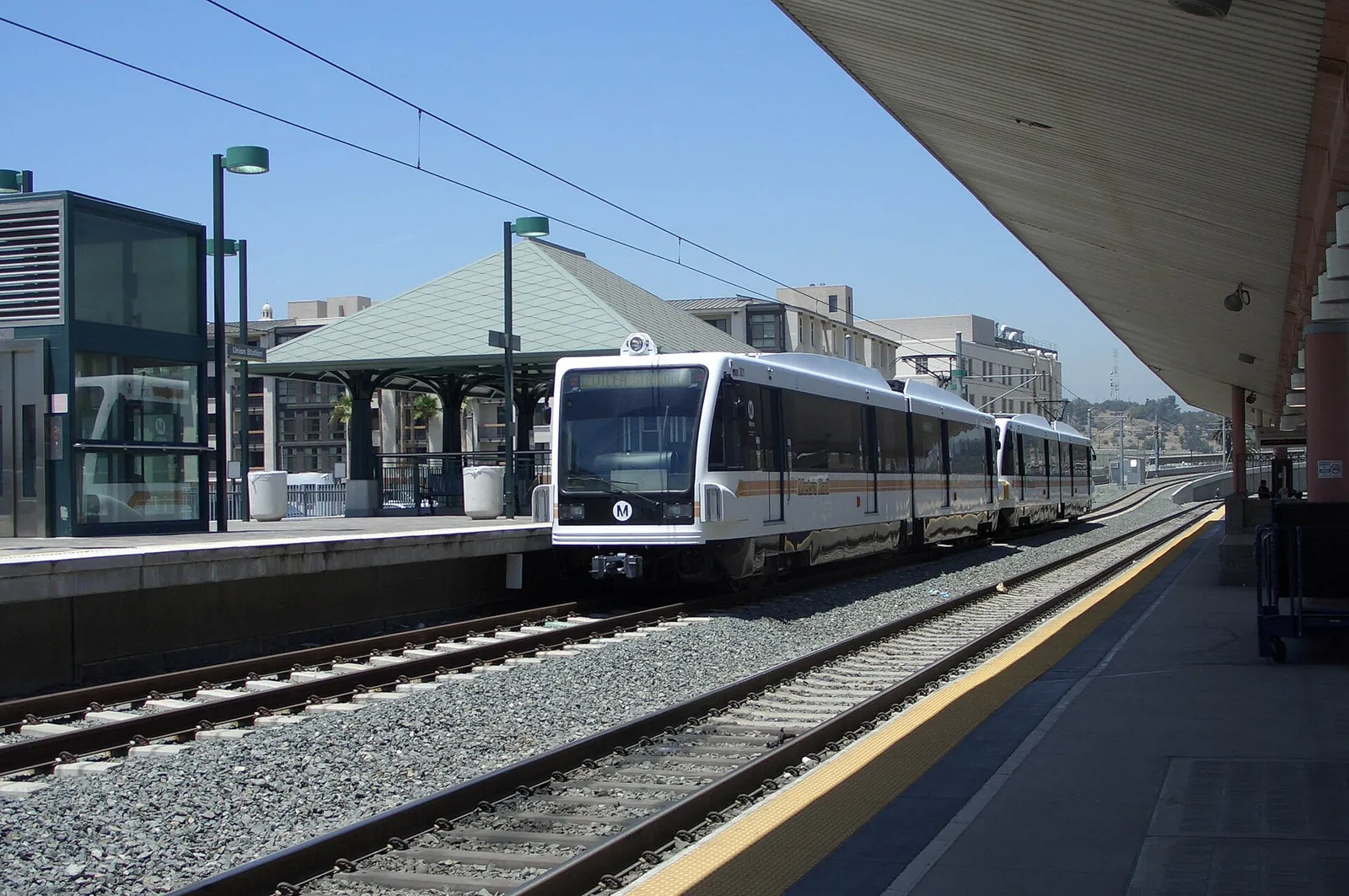 Metro train waiting at Los Angeles Union Station