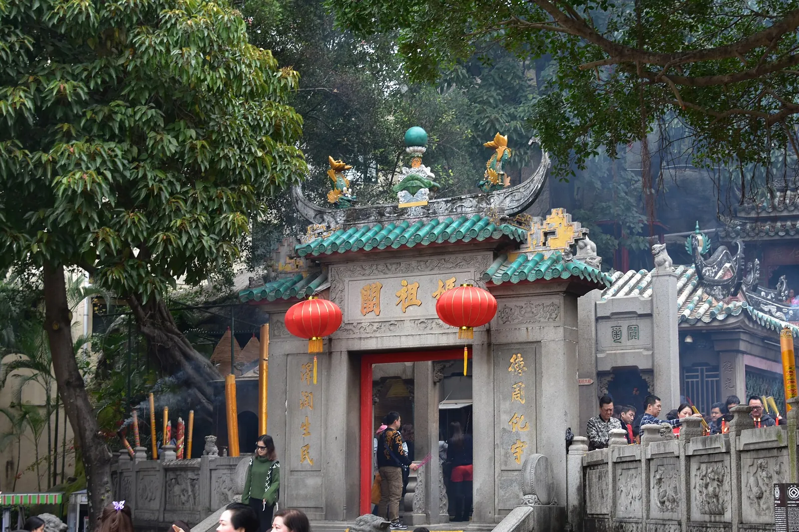 Red lanterns at the gate of A-Ma Temple
