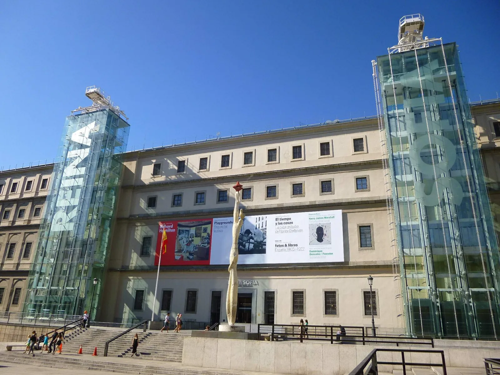 Glass lift towers of the Museo Reina Sofía